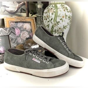 Superga Sage Green Suede Sneakers Low-Top